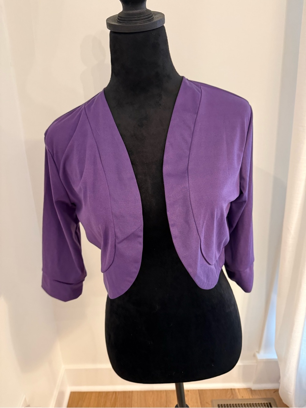 Purple Open Front Cropped Shrug Cardigan Size XL